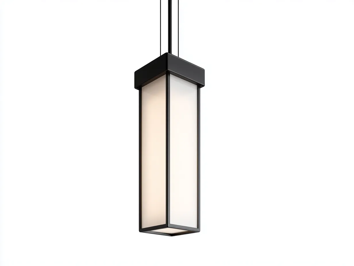 Lámpara colgante 16x16x60 cm - negro y blanco cálido - metal y difusor vertical para exterior - diseño minimalista estrecho-Vavexiadwell