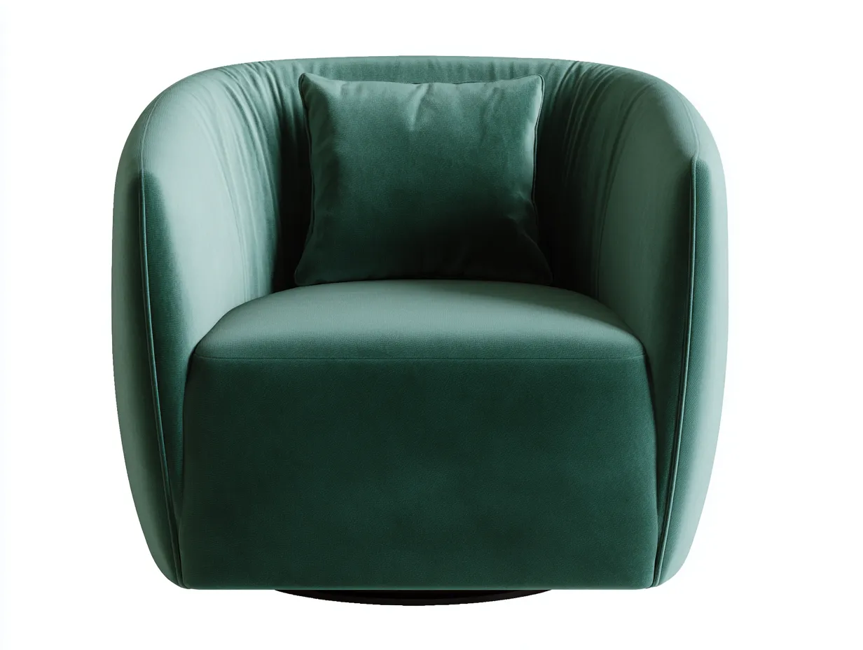 Sillón giratorio 84x83x74 cm - terciopelo verde y base oculta - verde oscuro - para salón - imagen envolvente suave-Vavexiadwell