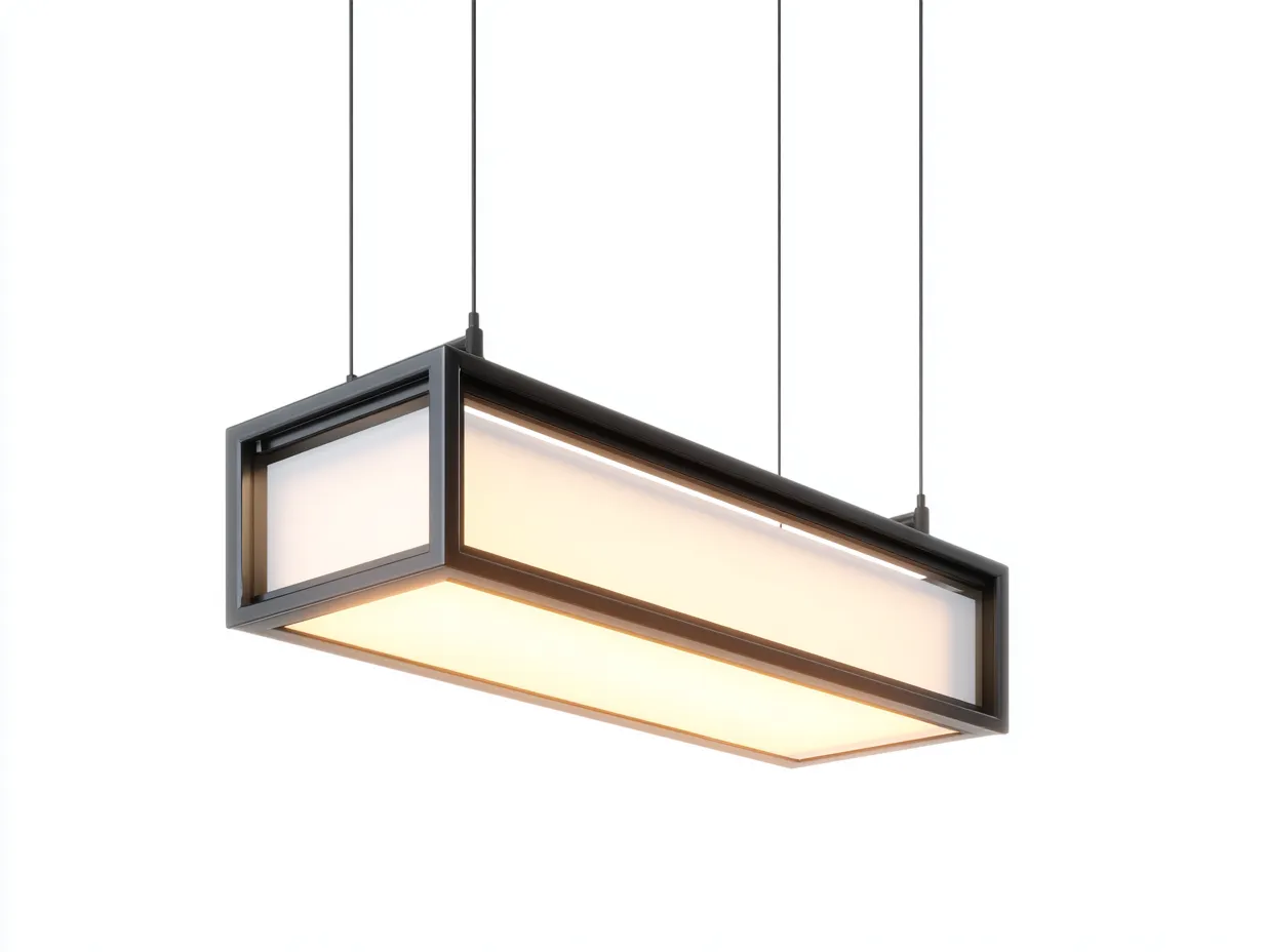 Lámpara colgante 24x24x58 cm - negro y blanco cálido - metal y panel opal para exterior - formato prismático moderno-Vavexiadwell
