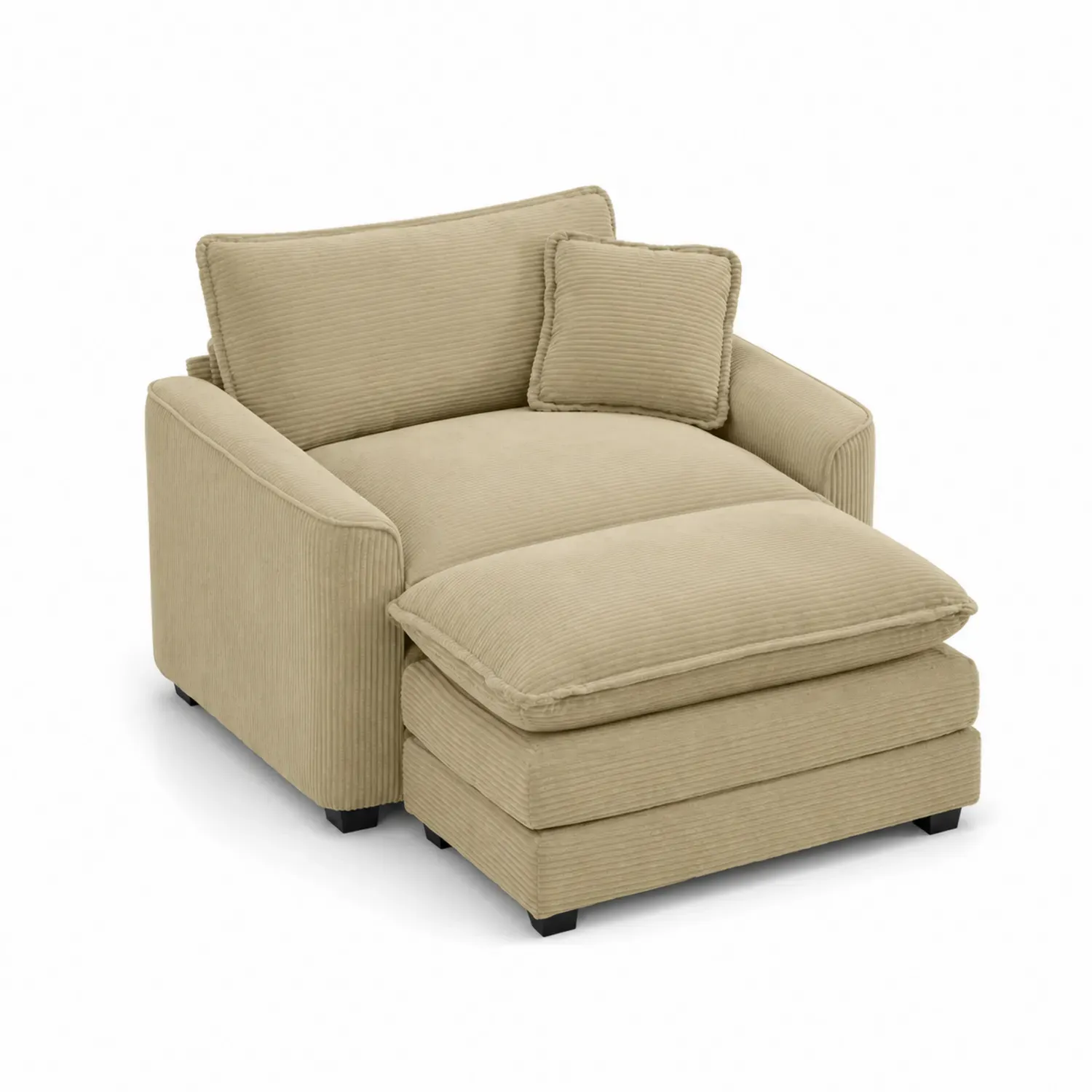 Sofa z szezlongiem z tkaniny prążkowanej