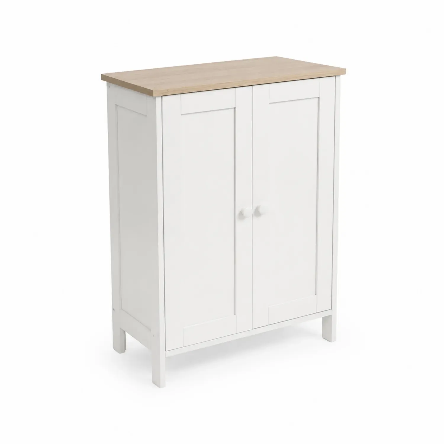 Szafka z MDF i blatem z jasnego drewna 80x35x100 cm