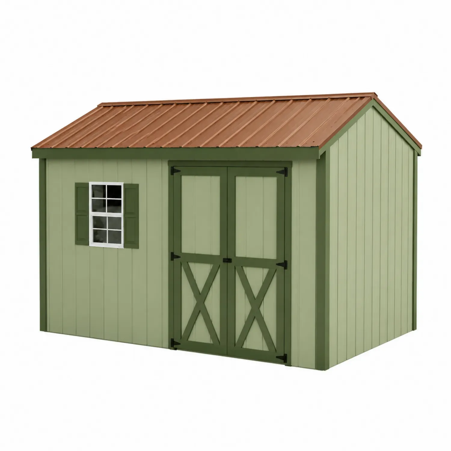 Domek ogrodowy drewniany 350x250x250 cm zielony z oknem i podwójnymi drzwiami