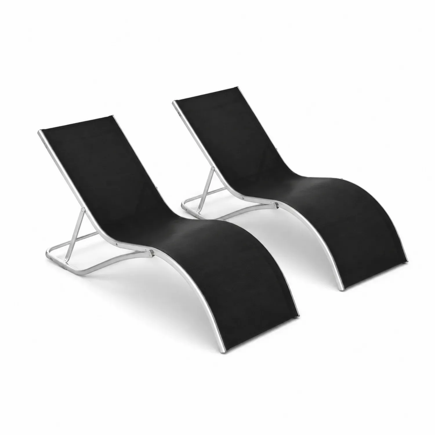 Zestaw 2 leżaków aluminiowych czarnych