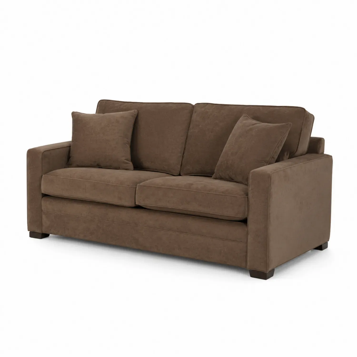 Brązowa sofa trzyosobowa z weluru