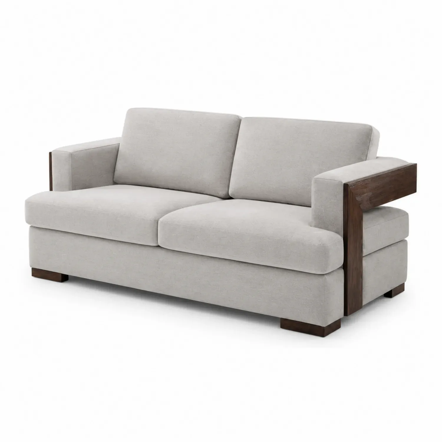 Dwuosobowa sofa szara z drewna dębowego
