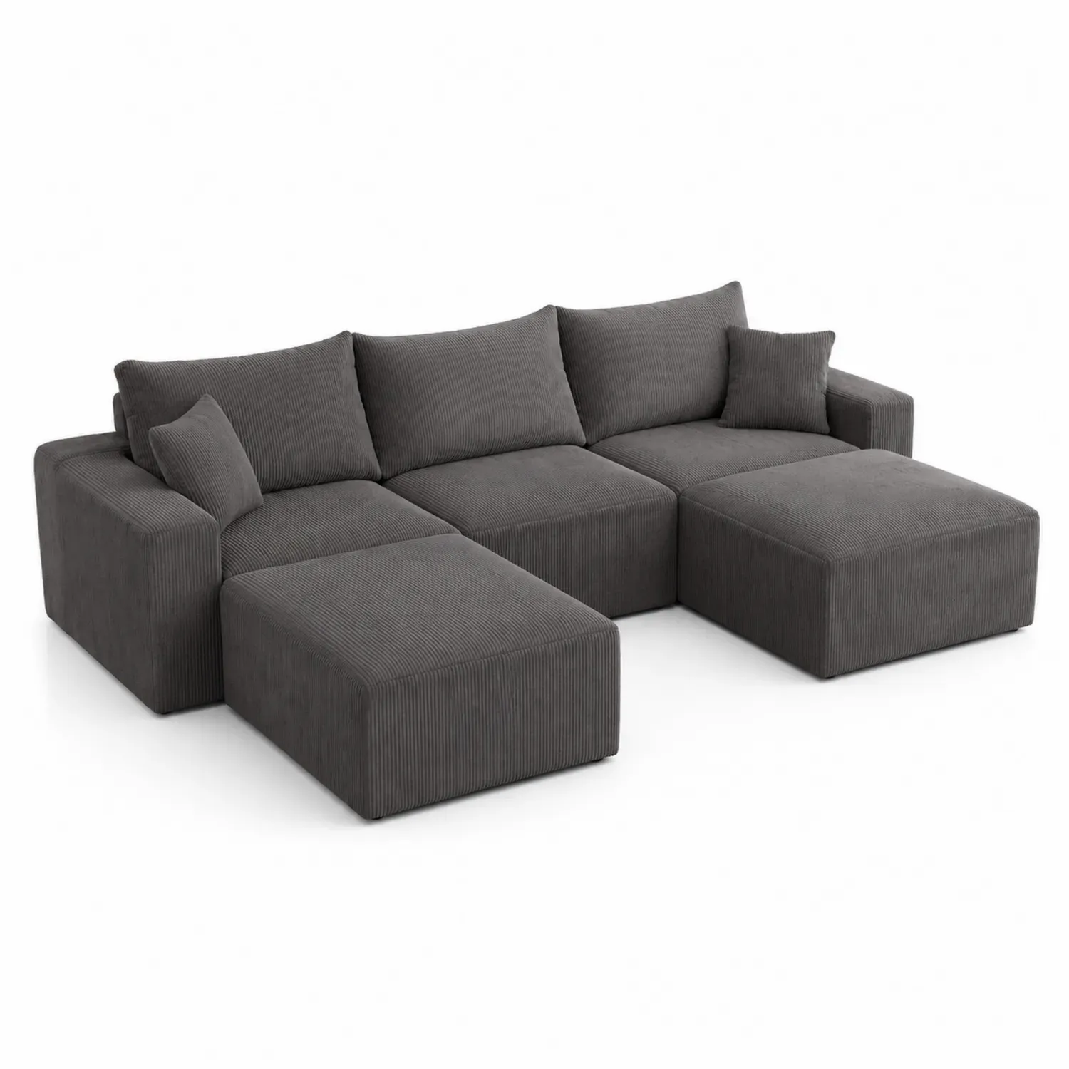 Modułowa sofa narożna sztruksowa antracytowa 250x200x80 cm