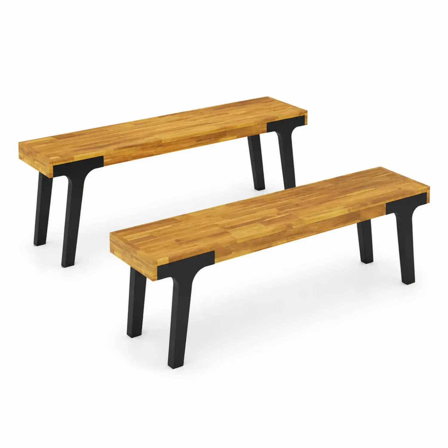 Zestaw 2 Ławek Akacjowych i Metalowych 180 cm