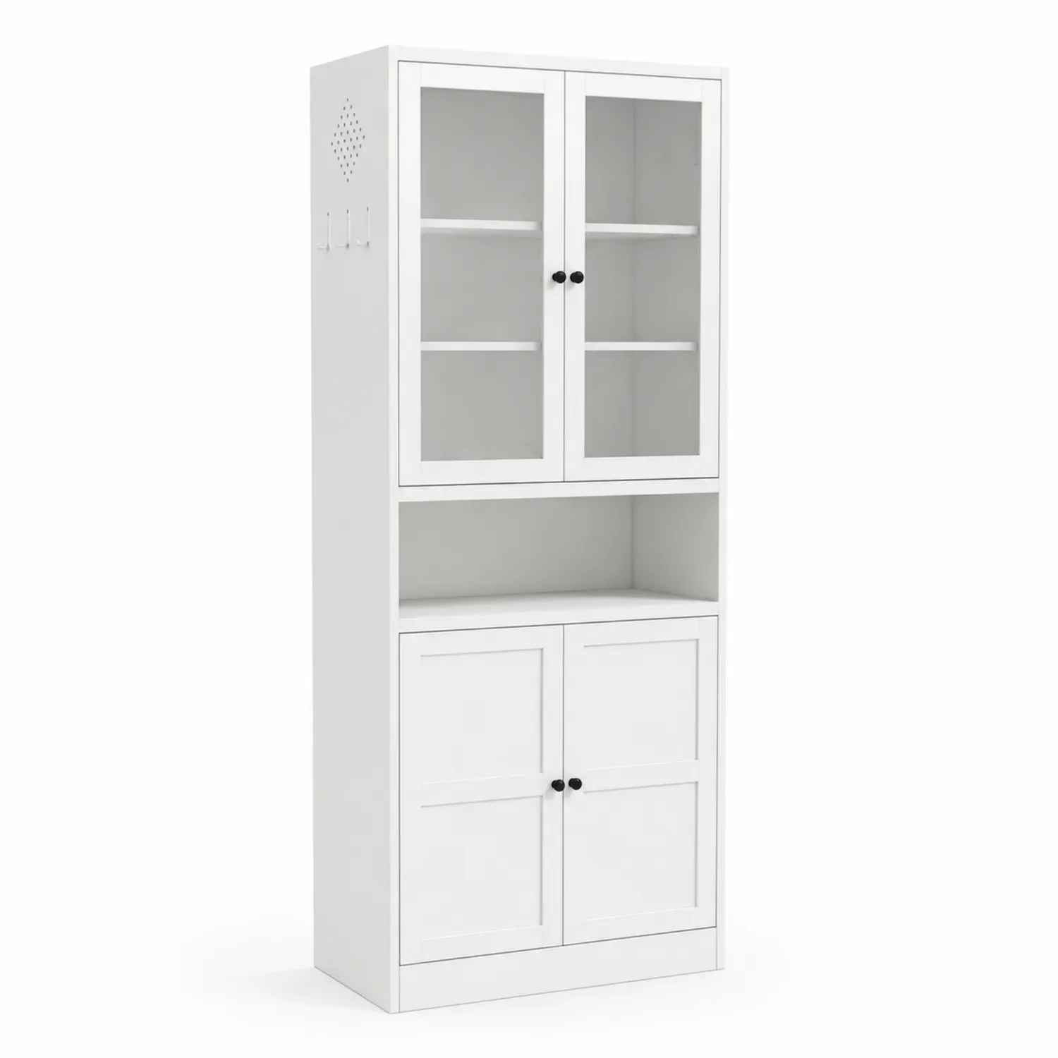 Szafka kuchenna z drzwiami szklanymi MDF i hartowanym szkłem 200x80x40 cm Biała