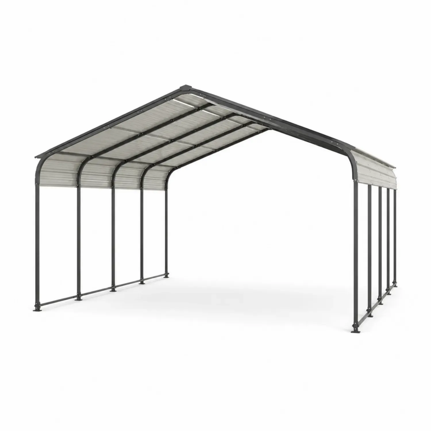 Metalowa Wiata Garażowa 600x300 cm Szaro-Czarna