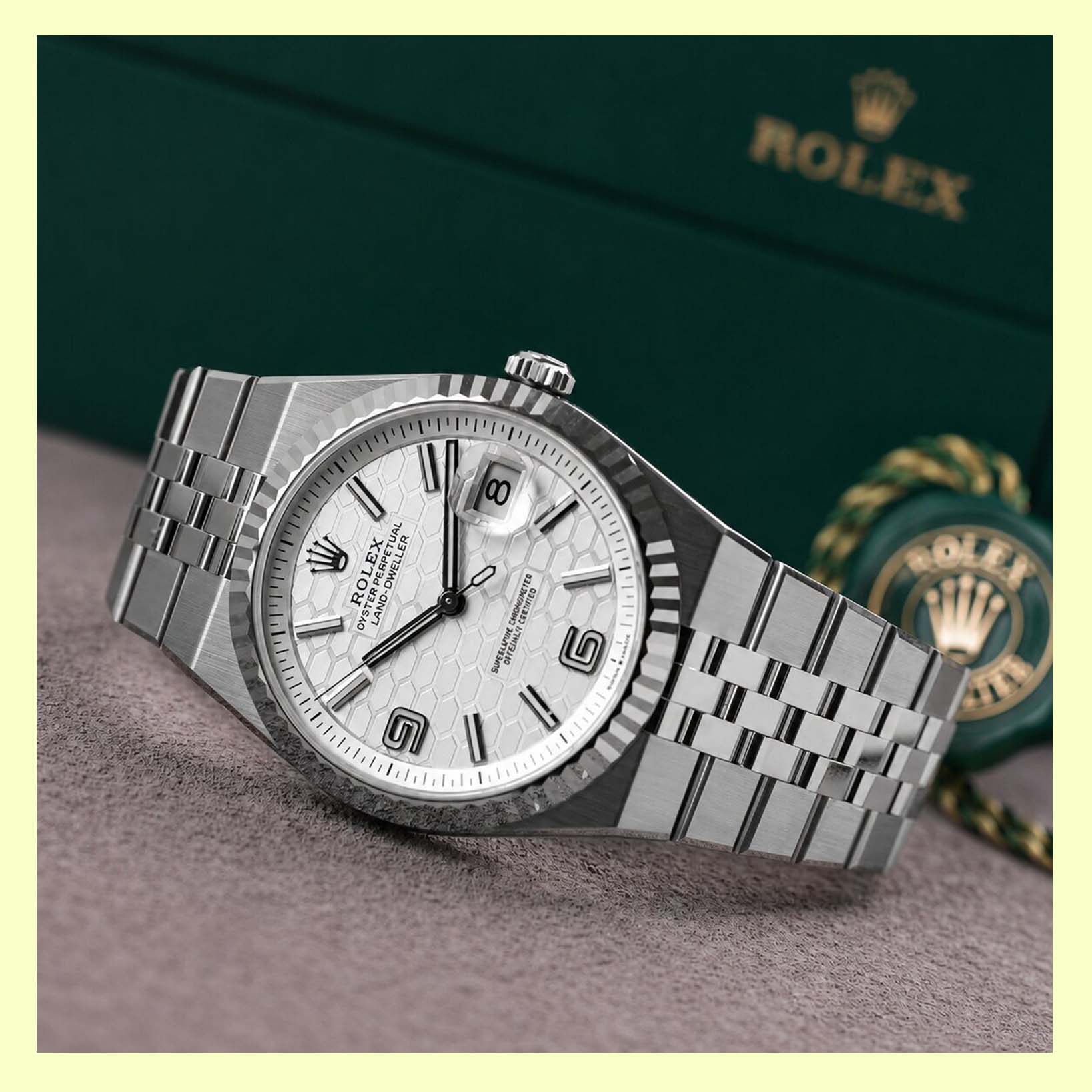 Exklusive Land-Dweller 40 mm 127334 – High-End Armbanduhr aus Oystersteel & Weißgold