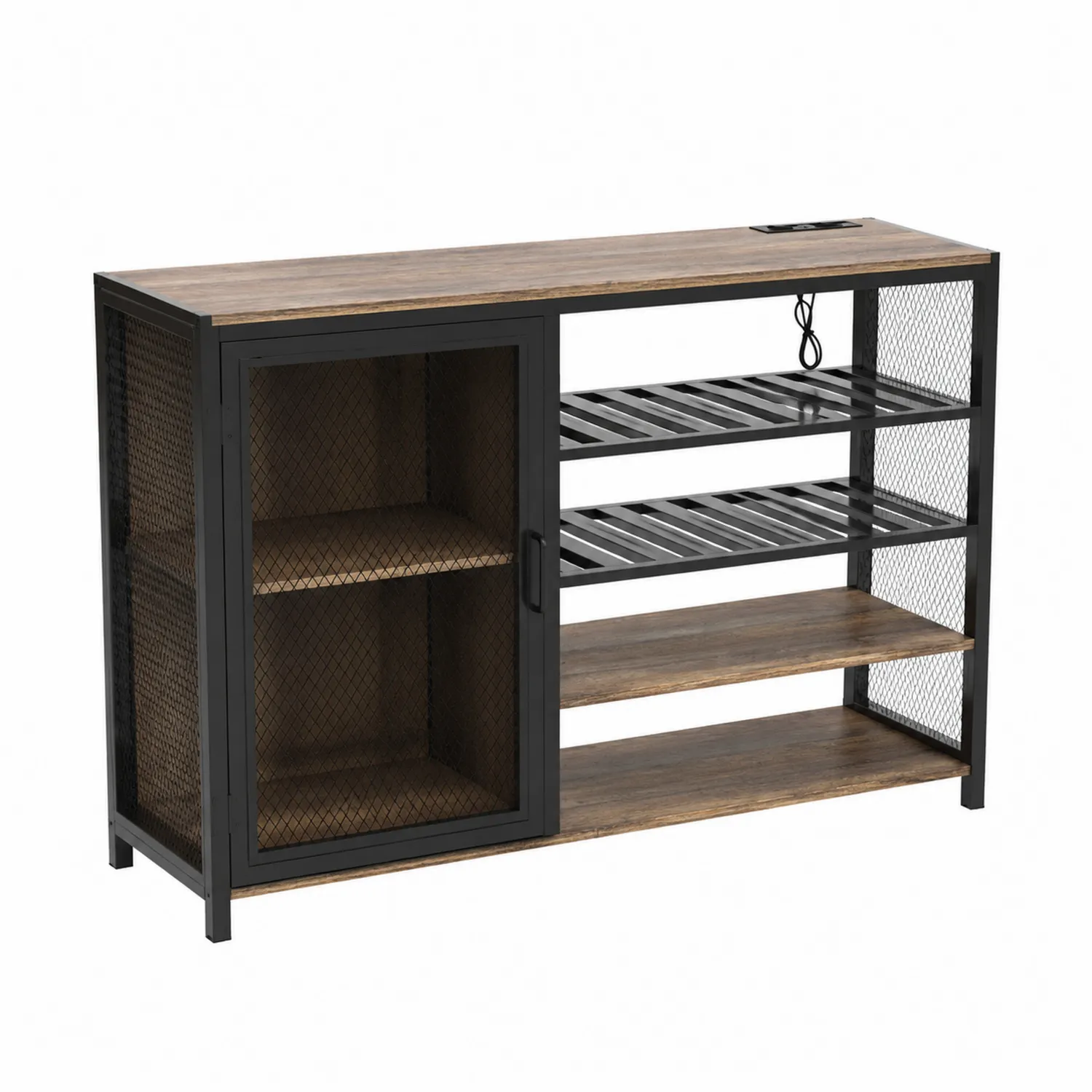 Metall-Holz Küchenschrank mit Gittern-Casdwell