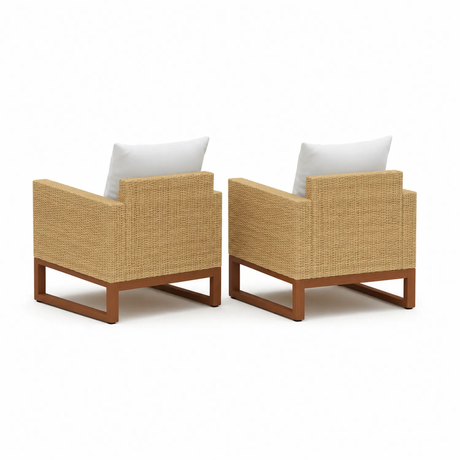 Outdoor Rattan Clubsessel Set mit Kissen Beige-Casdwell