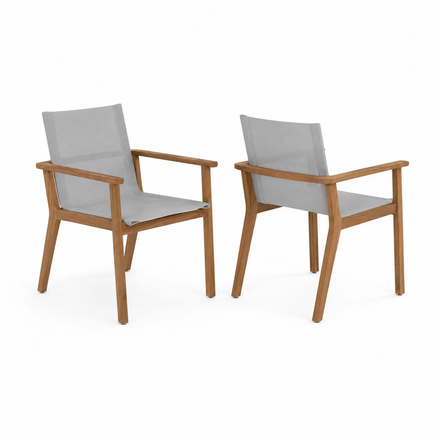 Akazienholz Terrassenstuhl Set mit Textilene Grau, 2er-Set-Casdwell
