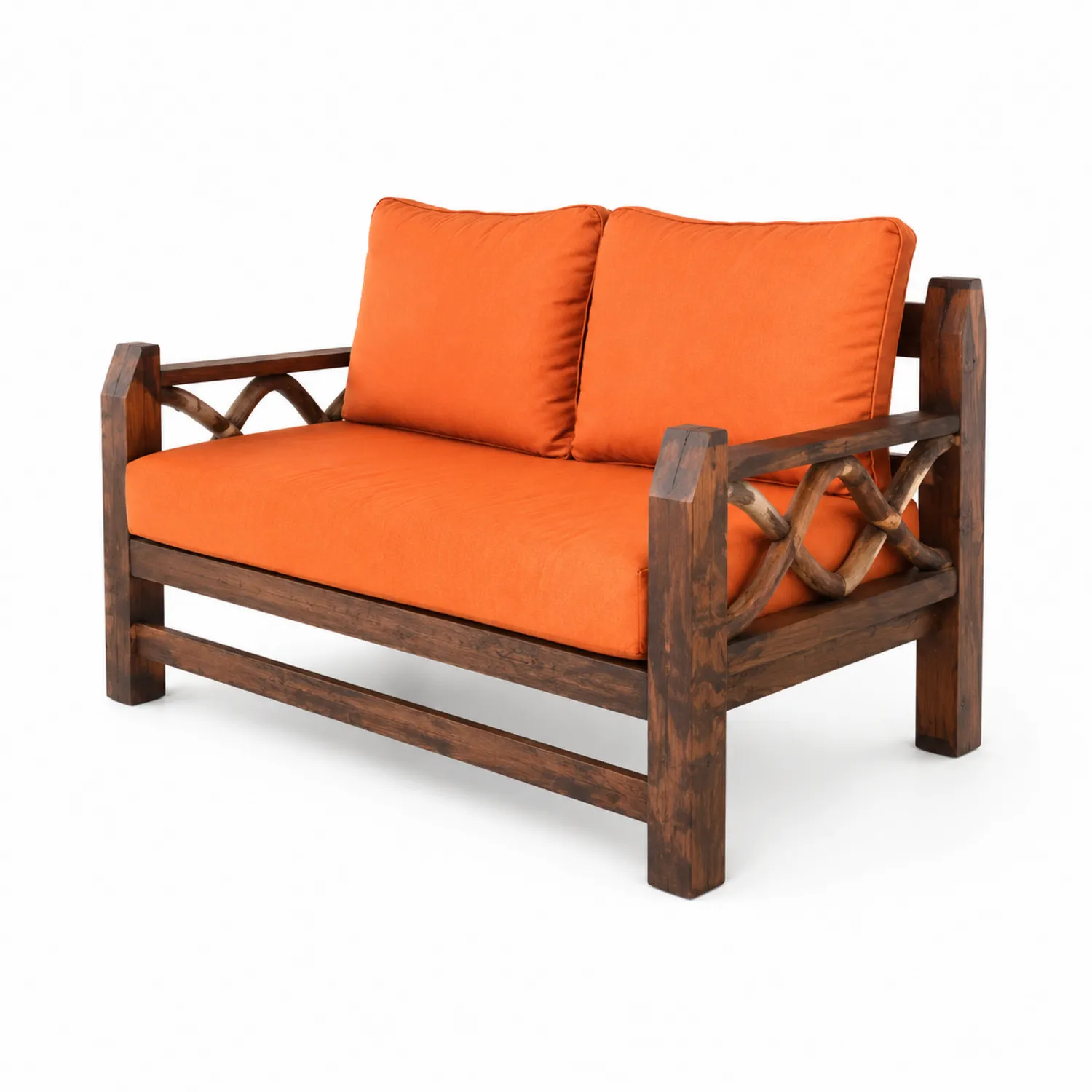 Holzsofa mit abnehmbaren Kissen Orange-Casdwell