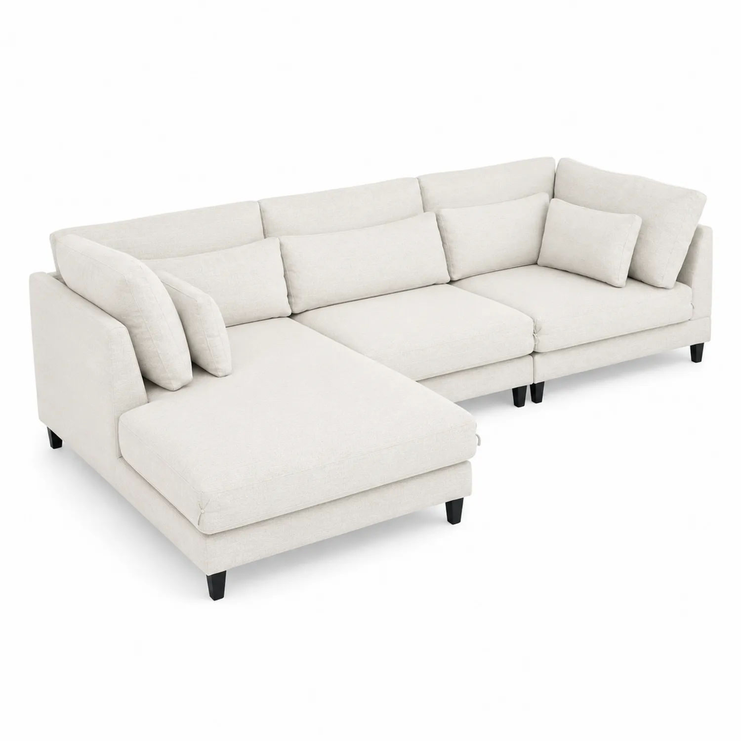 Ecksofa L-Form Beige Stoff mit Ottomane 250cm-Casdwell