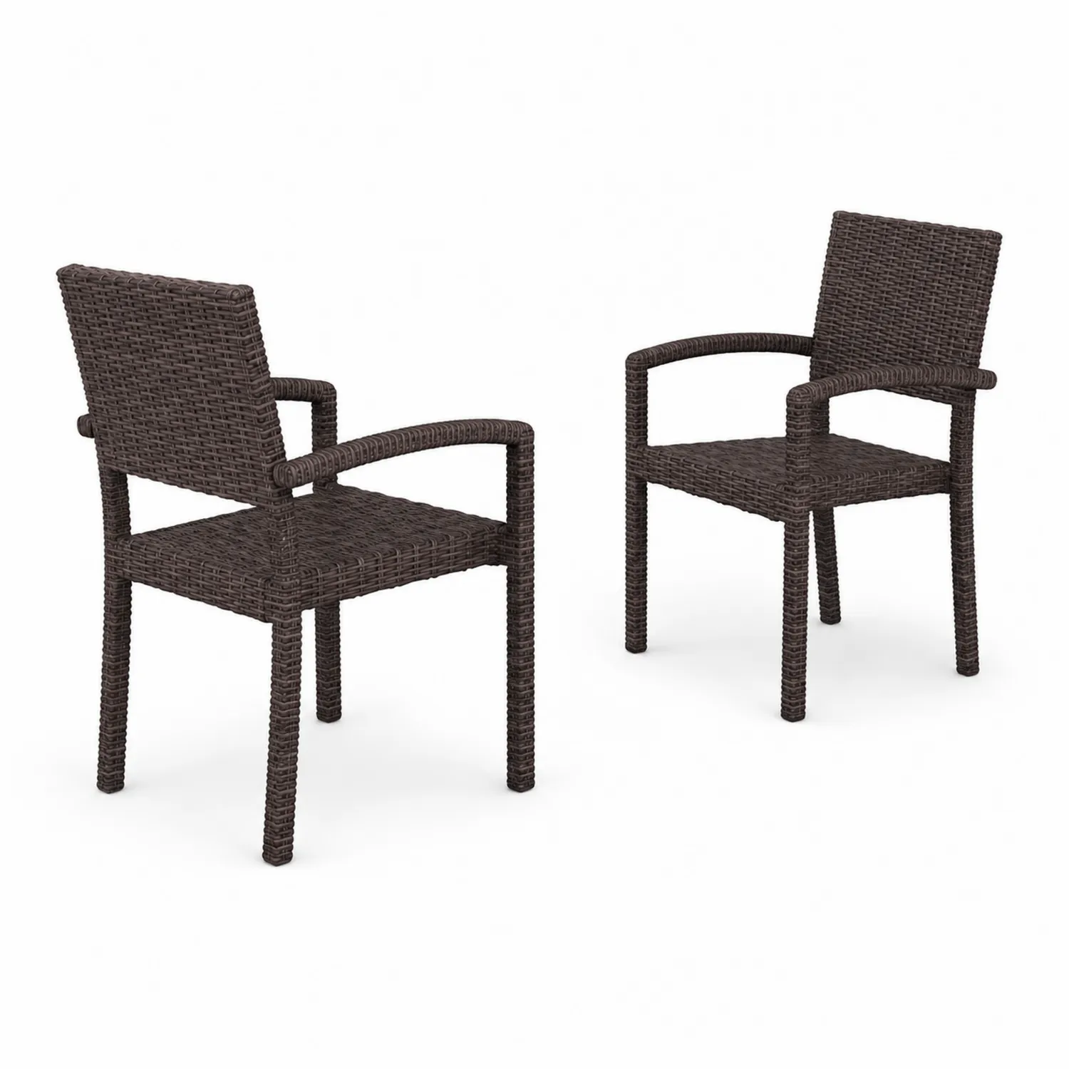 2er-Set Gartenstühle Polyethylen Rattan Braun-Casdwell