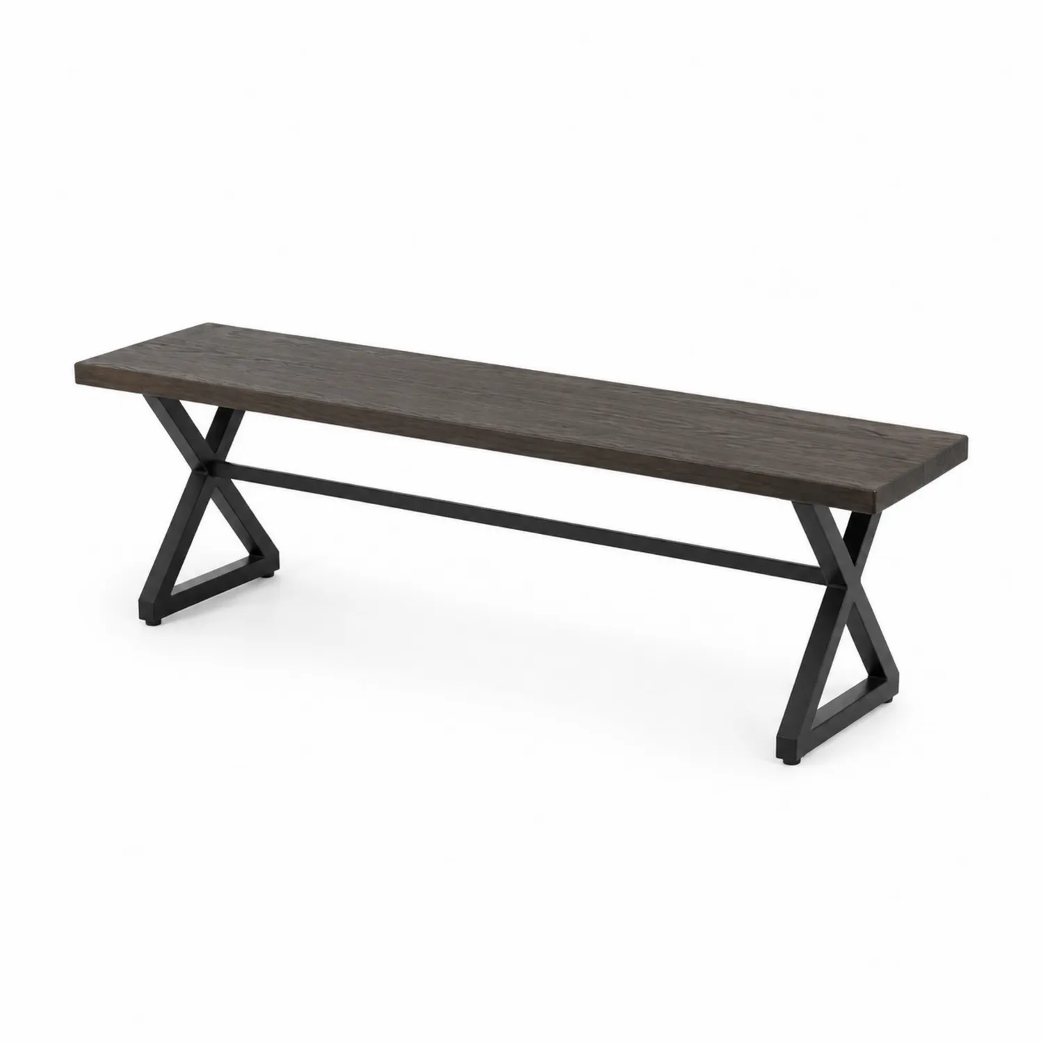 Bank aus Akazienholz mit Metallgestell Dunkelgrau 180cm-Casdwell
