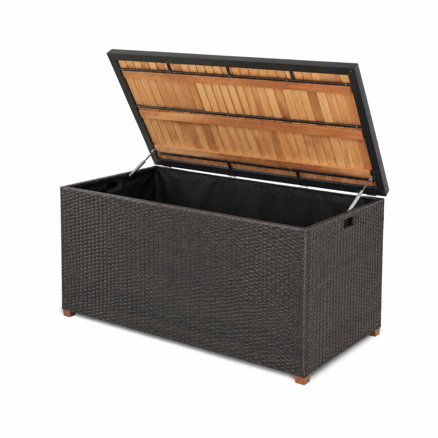 Aufbewahrungsbox Polyrattan Bambus Dunkelbraun 120x45x60cm-Casdwell