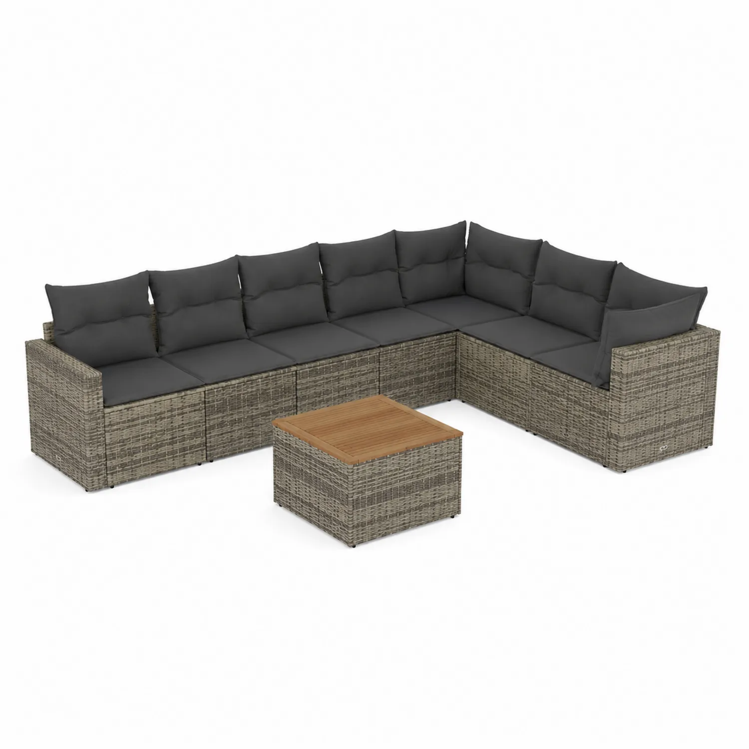 Gartensofa-Set aus Polyrattan mit Beistelltisch Dunkelgrau-Casdwell