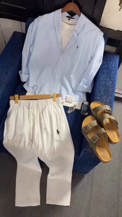 Elegant Cotton-Linen Polo Set
