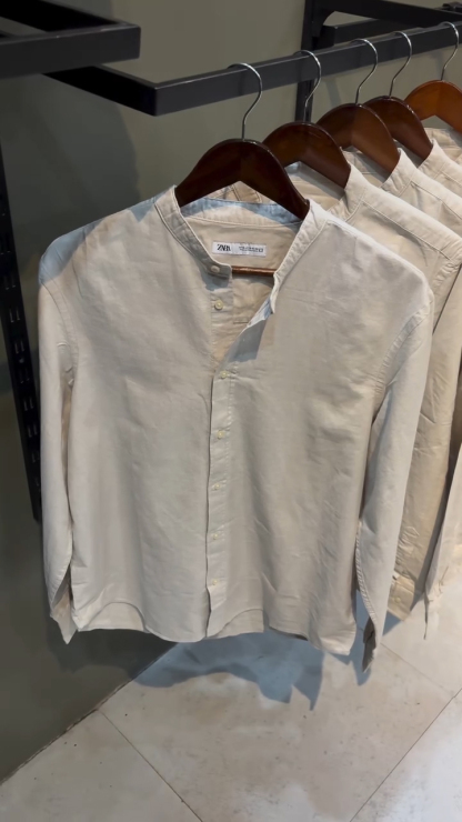 Cotton Stand-up Collar Shirt – 4 Colors