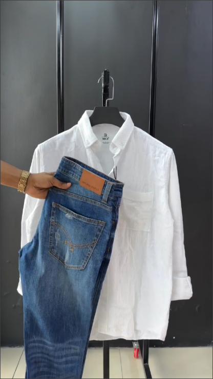 Summer Cotton Shirt and Jeans Set