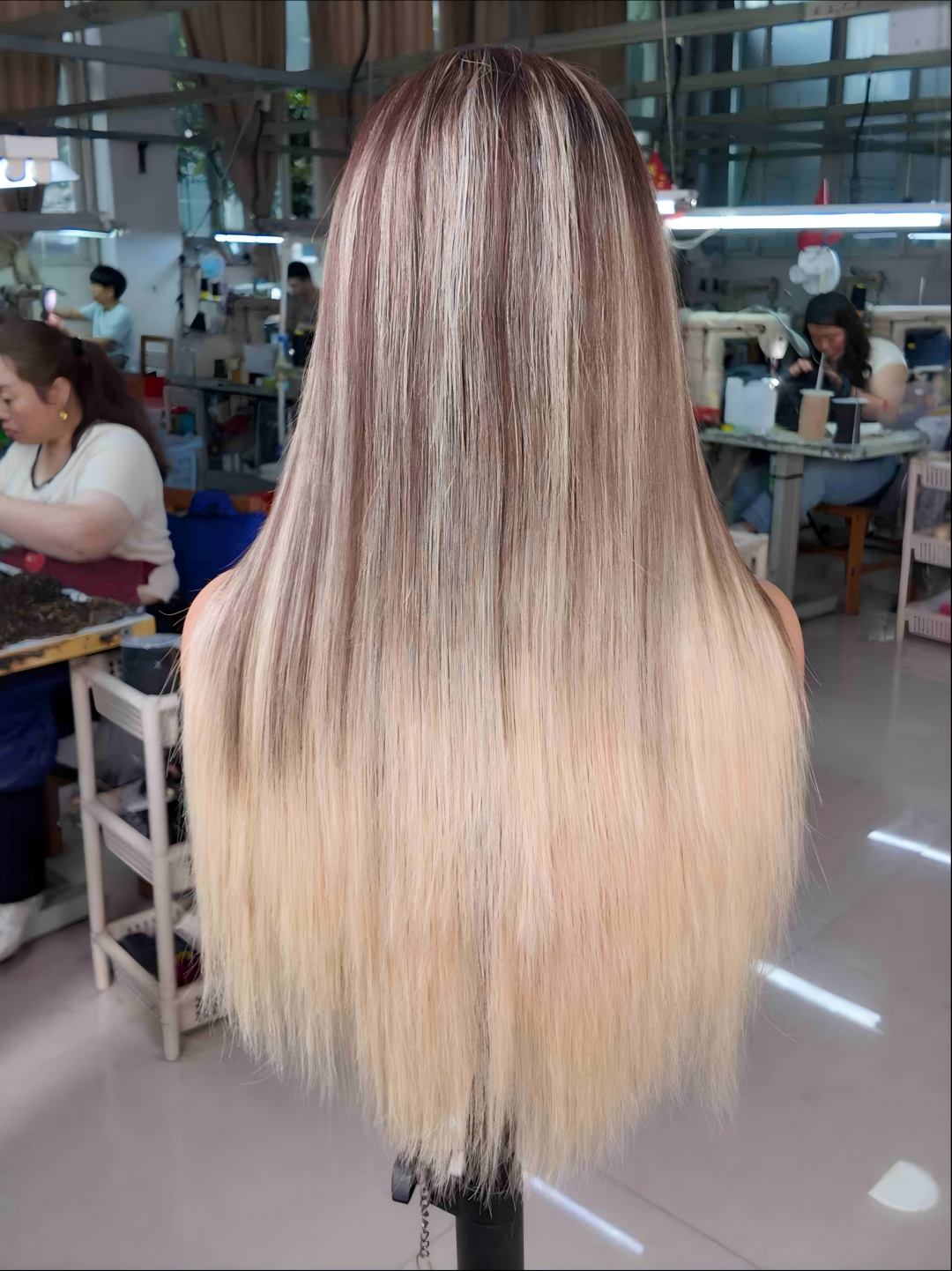Ash Blonde Balayage Straight Layered 5x5 Lace Closure Wig Human Hair Wigs