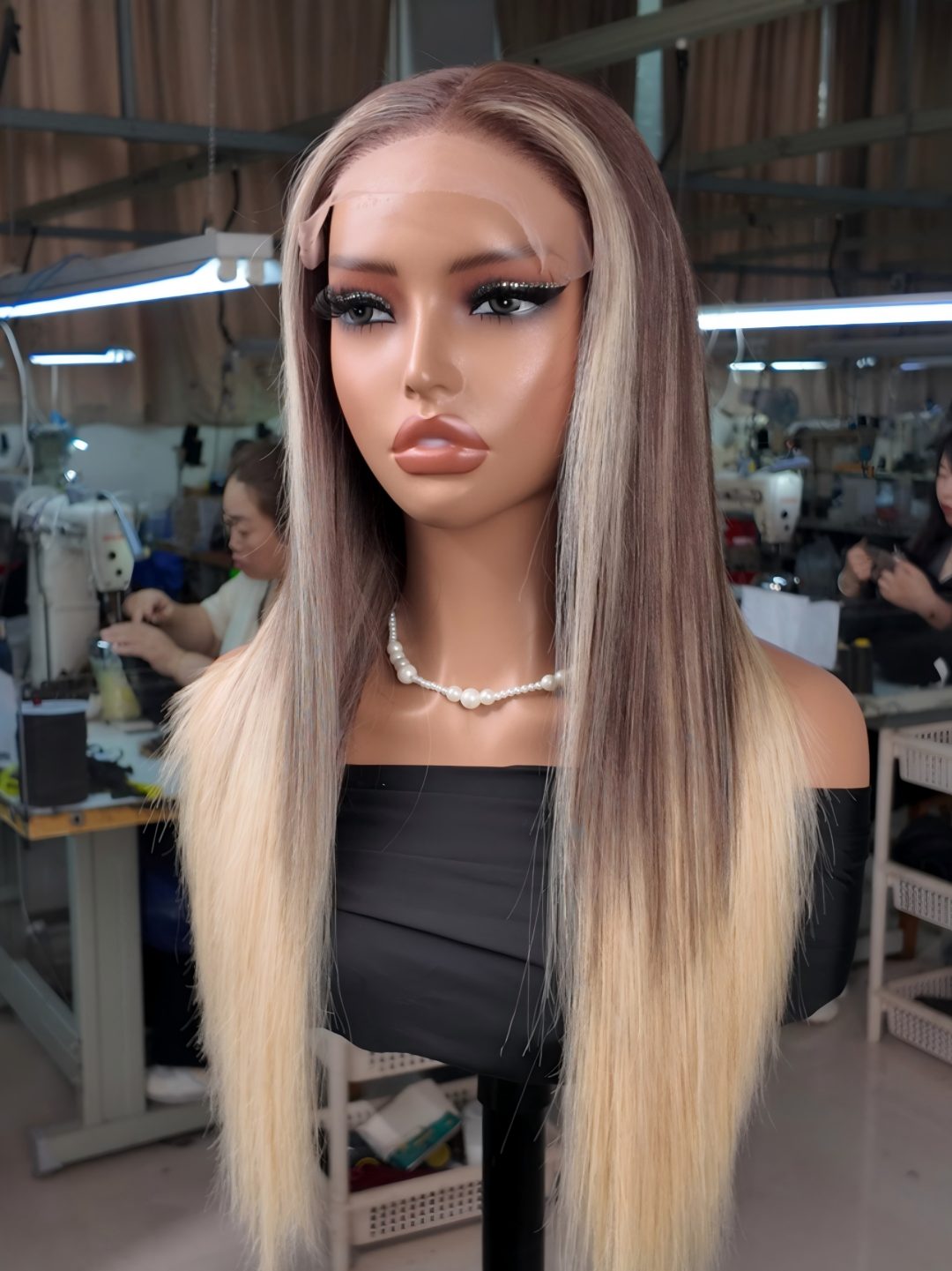 Ash Blonde Balayage Straight Layered 5x5 Lace Closure Wig Human Hair Wigs