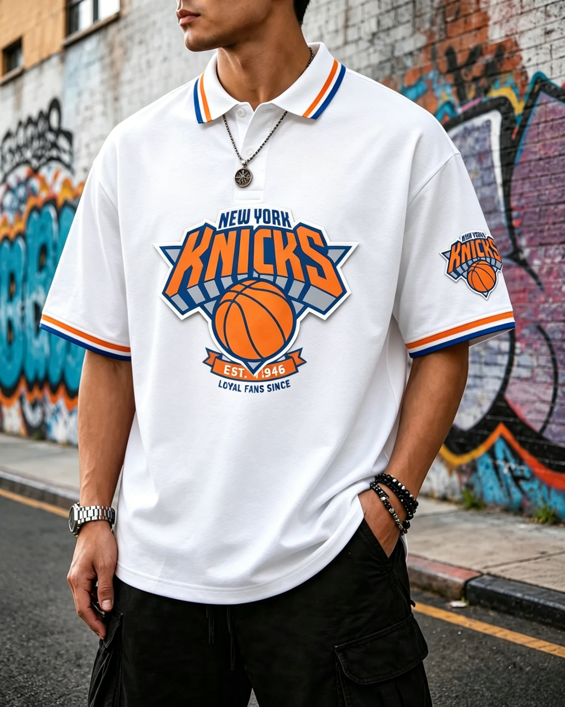 Men's New York Knicks Basketball Team Fan Polo Shirt