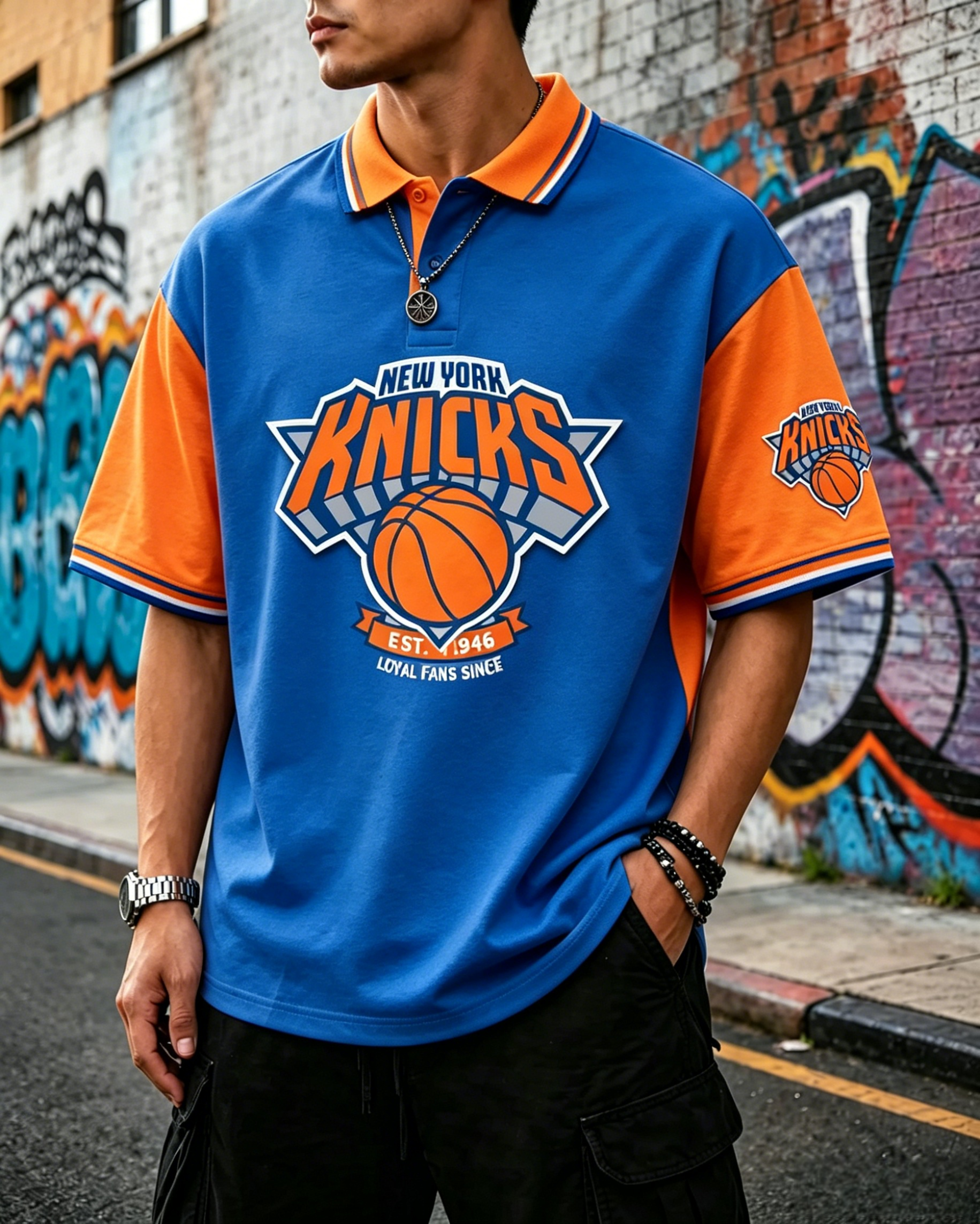 Men's New York Knicks Basketball Team Fan Polo Shirt