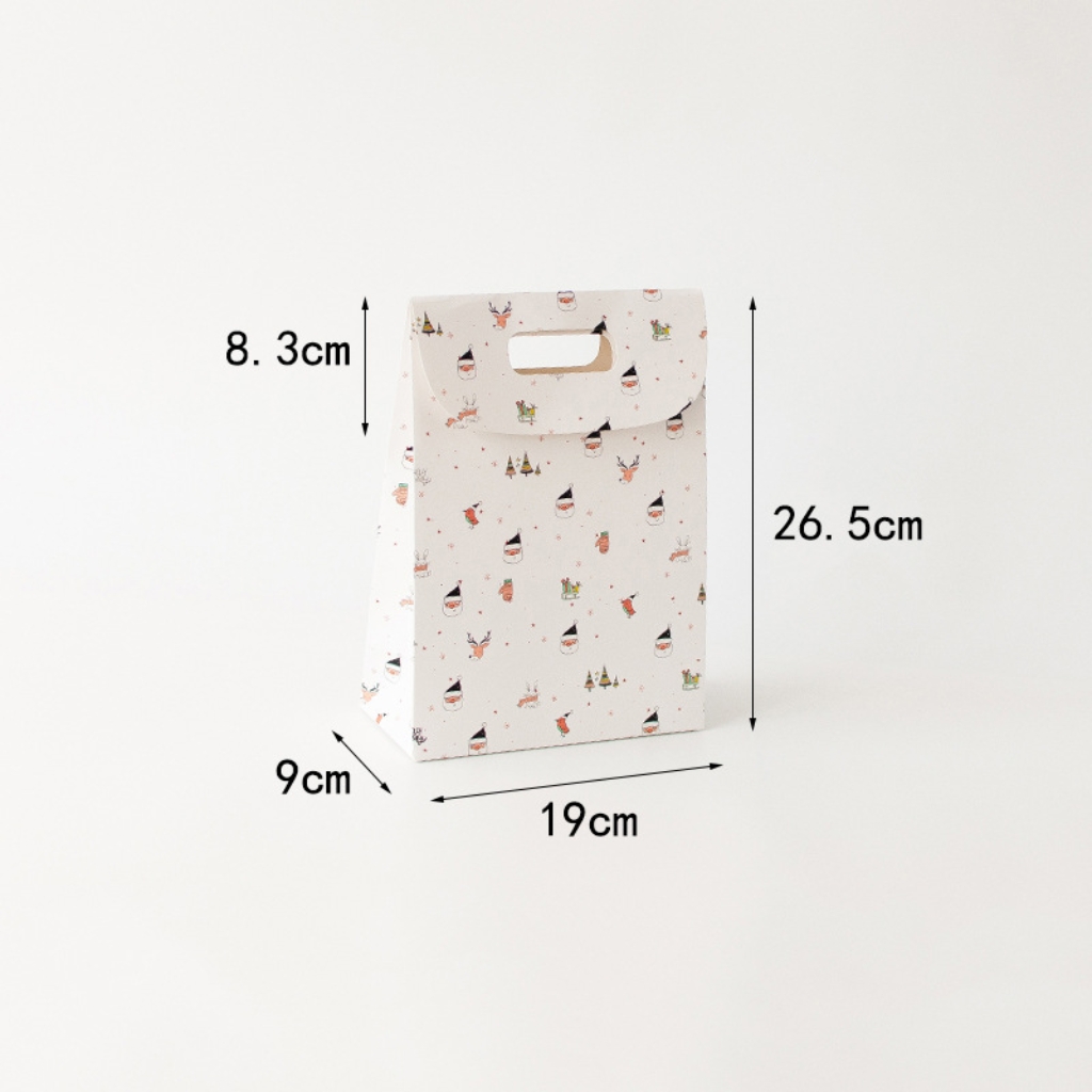 Christmas Gift Paper Bag for Christmas Day Party Supplies-White-M