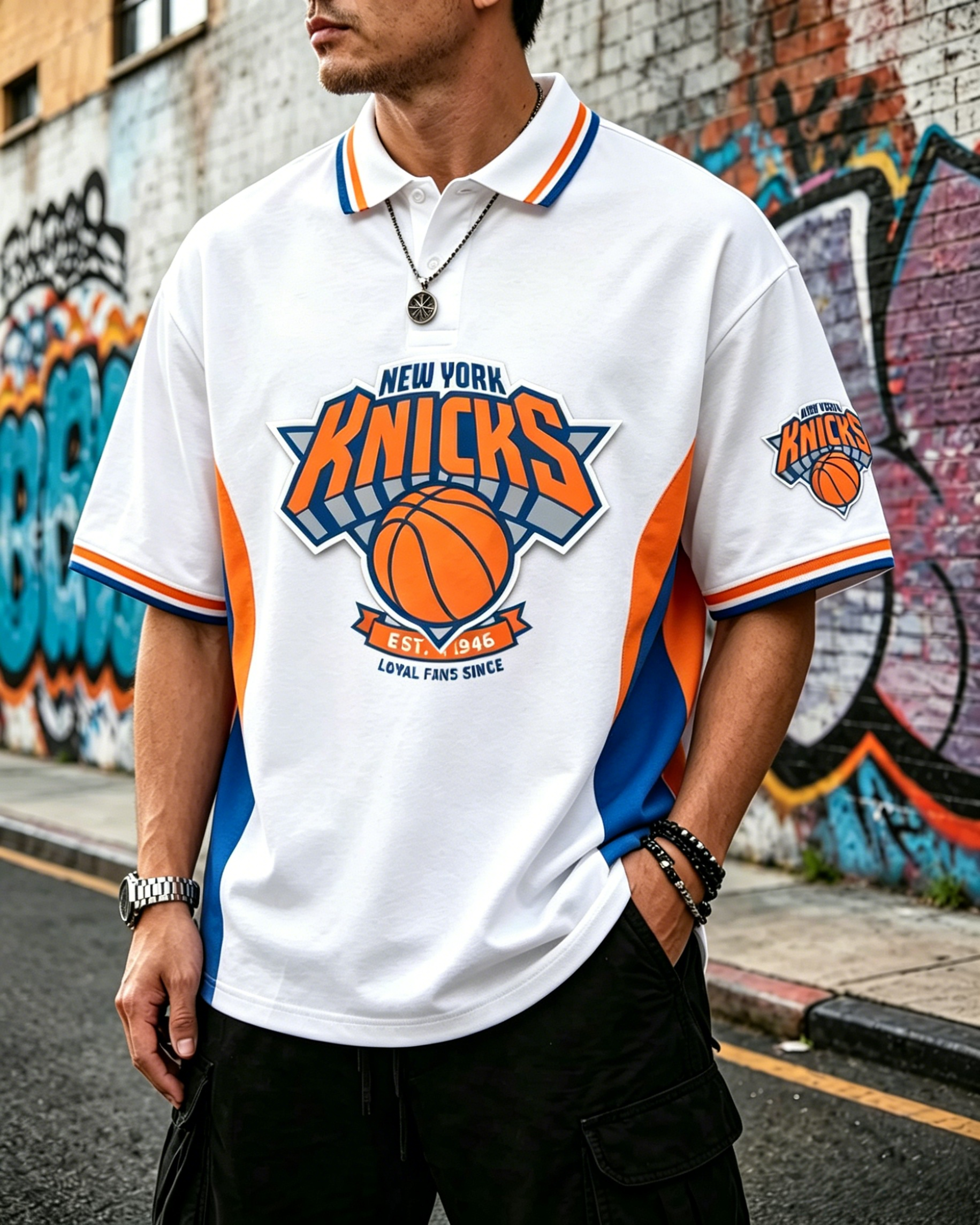 Men's New York Knicks Basketball Team Fan Polo Shirt