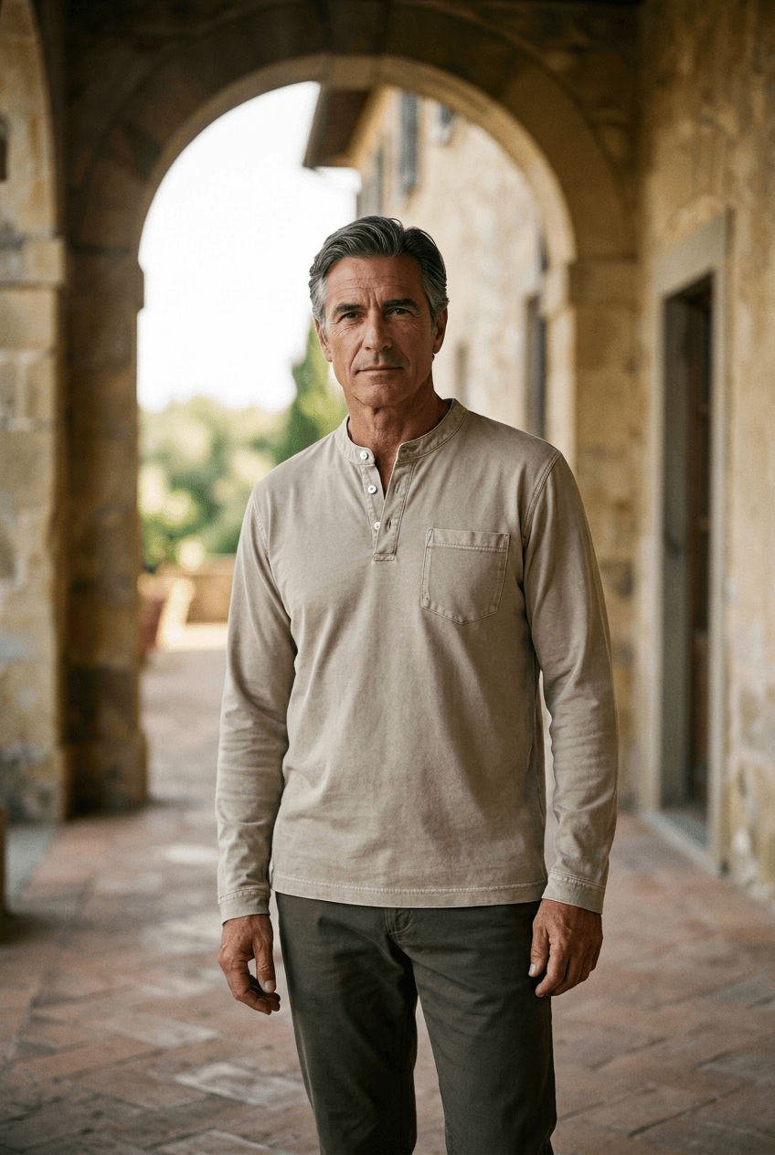 André Ferran Saltwater Long Sleeve Henley 🎁 Buy 2 Free Shipping!