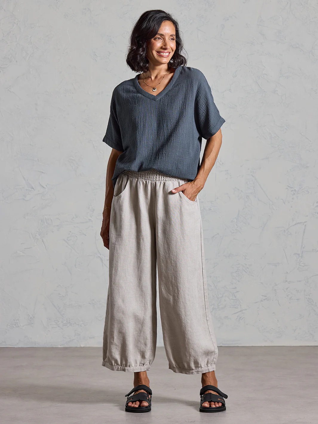 Sadhu French Linen Pants Navy