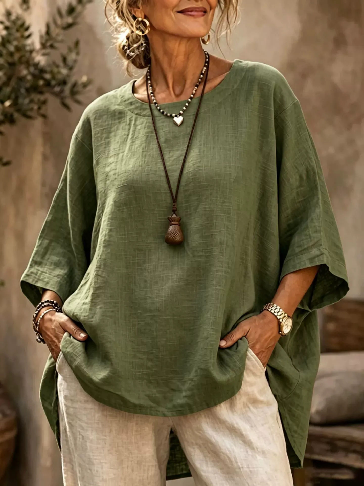 Cozy Casual Batwing-sleeve Shirt