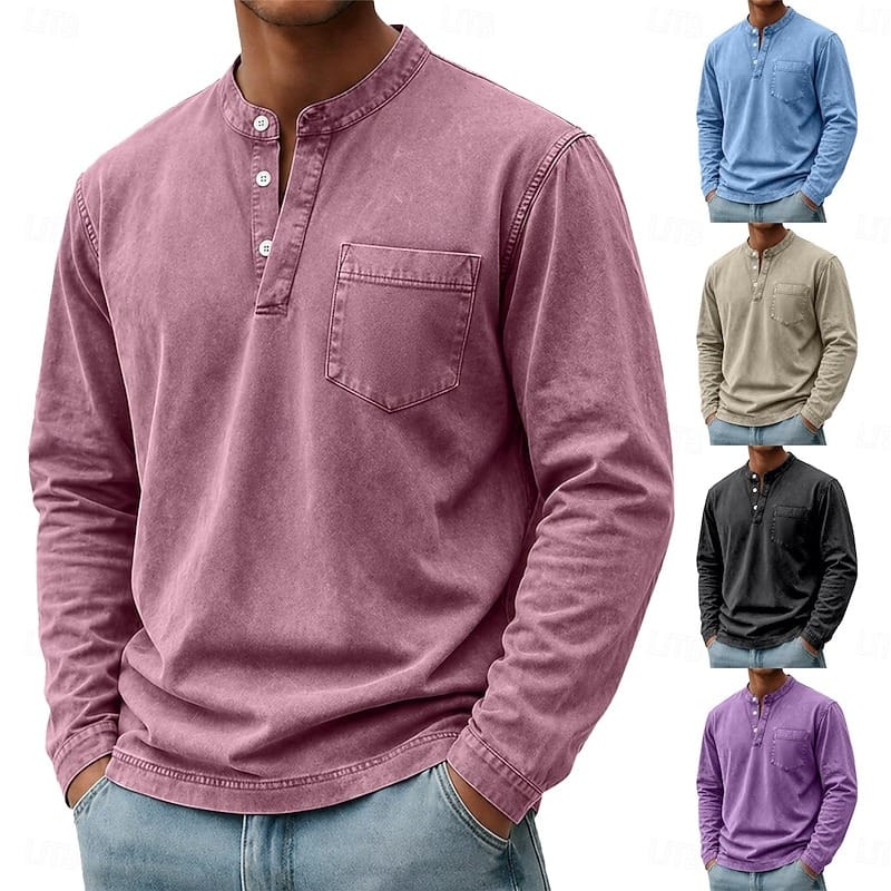 André Ferran Saltwater Long Sleeve Henley 🎁 Buy 2 Free Shipping!