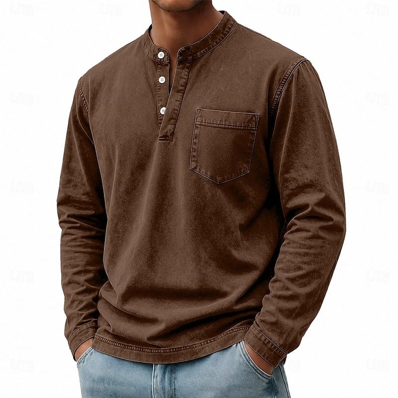André Ferran Saltwater Long Sleeve Henley 🎁 Buy 2 Free Shipping!