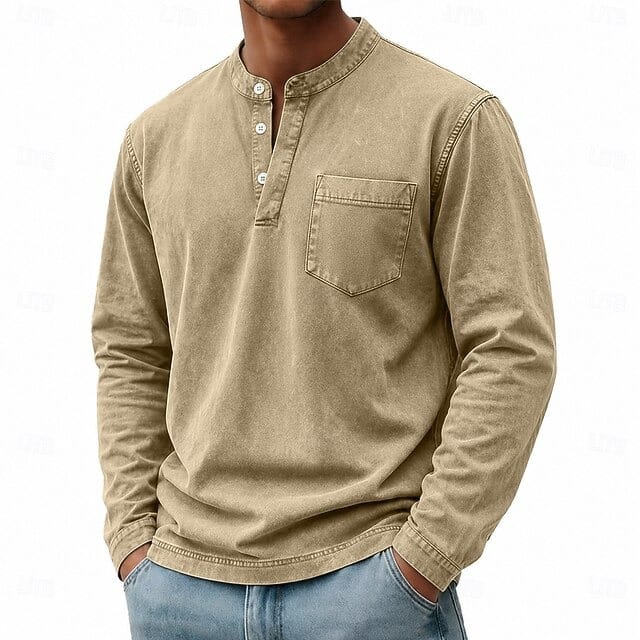 André Ferran Saltwater Long Sleeve Henley 🎁 Buy 2 Free Shipping!
