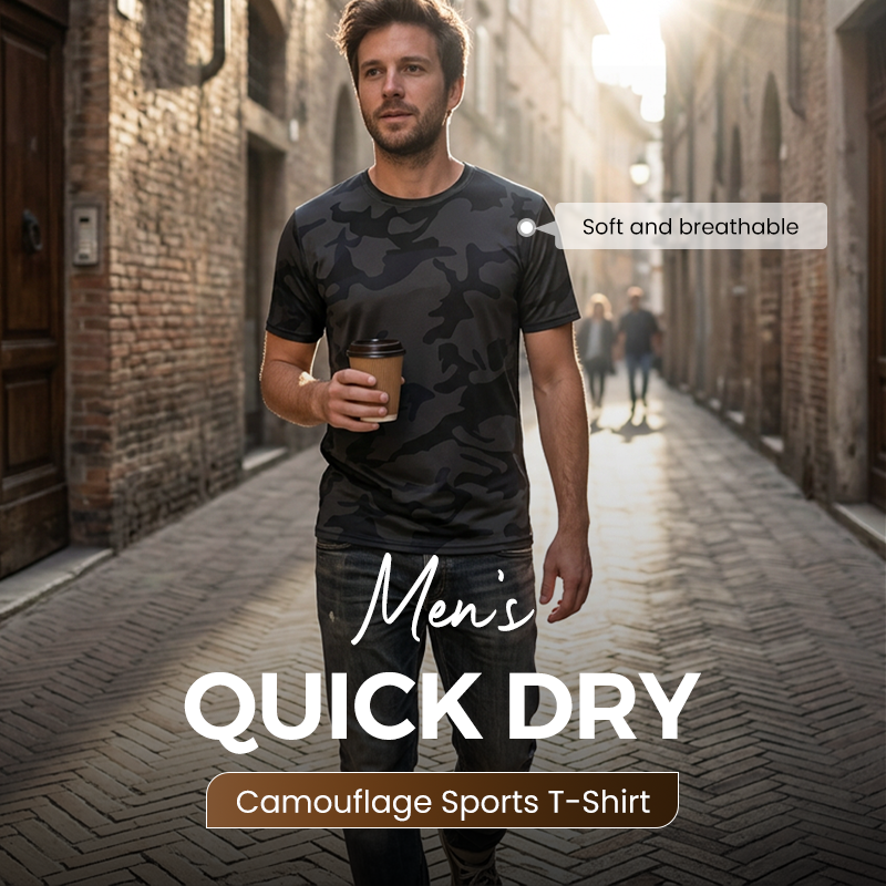 👕 50% OFF NOW! 🌿 Men's Quick Dry Camouflage Sports T-Shirt – Breathable & lightweight – Moisture-wicking perfect for gym