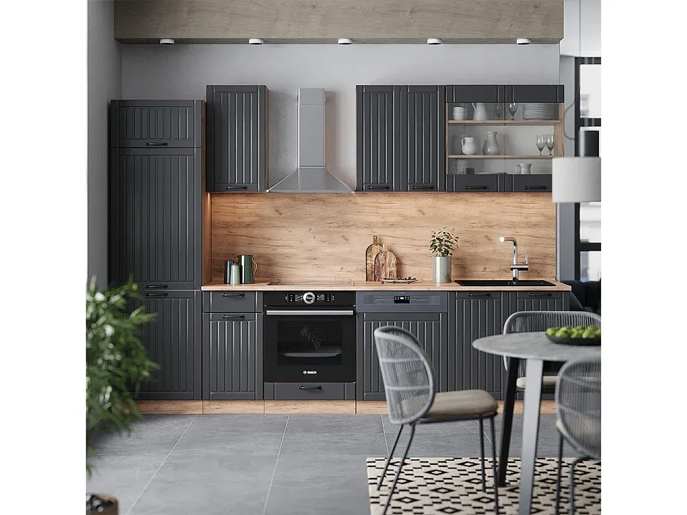 Moderne Küchenzeile in Eichenoptik, 300 cm-homanovao