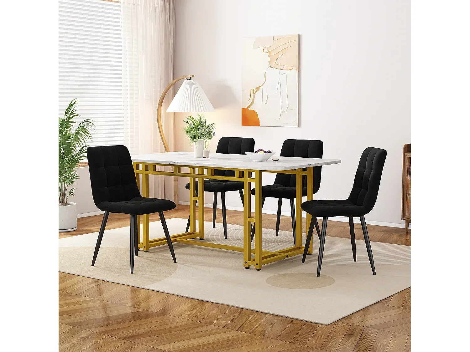 Esszimmer und Küche,Esszimmermöbel,Set aus feststehendem Tisch und Stuhl-nestavunoa