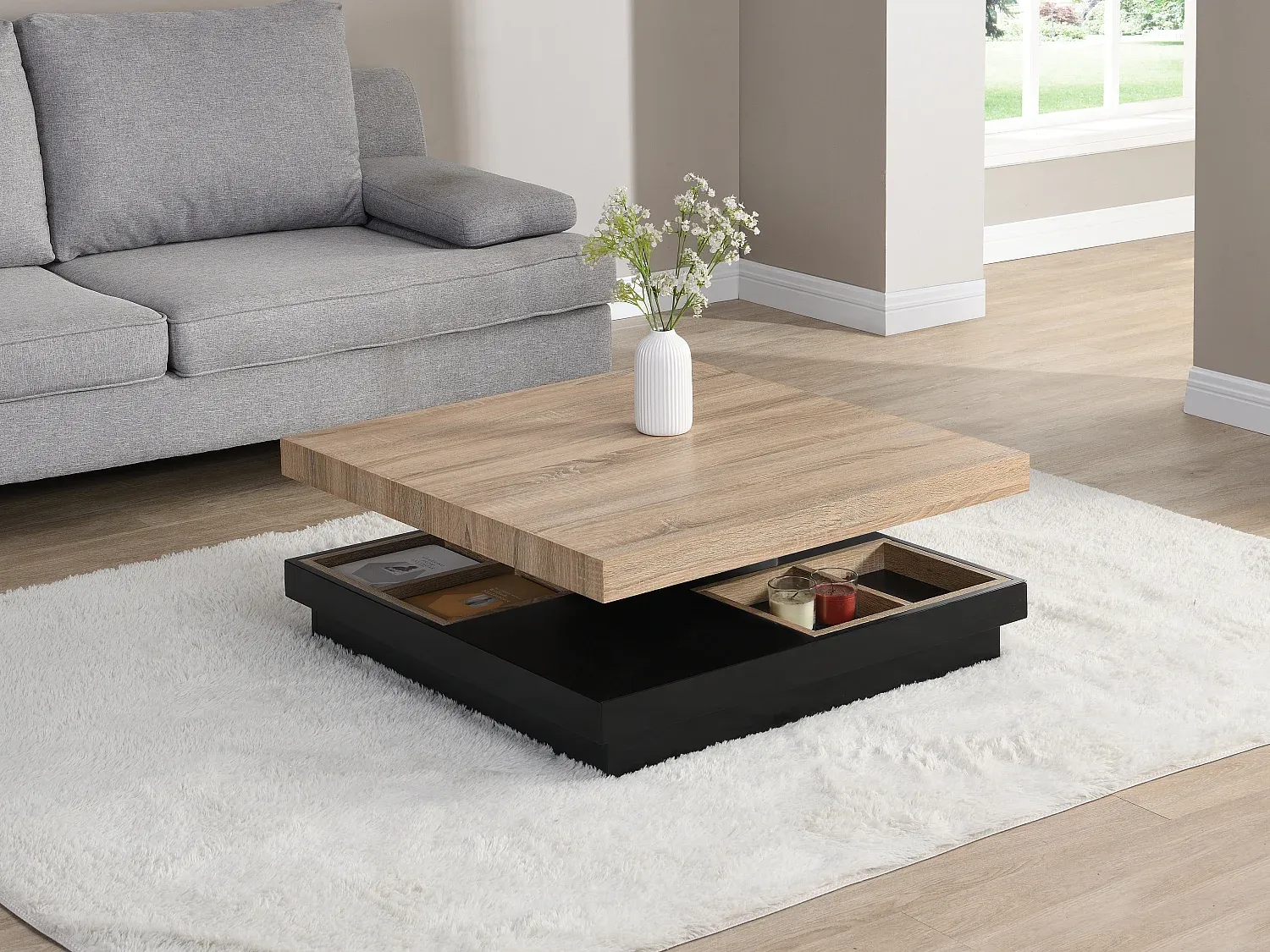 Wohnzimmer und Flur,Wohnzimmermöbel,Couchtisch modulierbar-nestavunoa