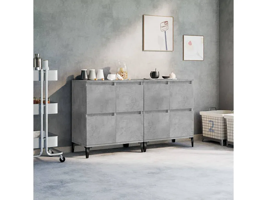 2er-Set Sideboards in Betongrau mit Stauraum-homanovao
