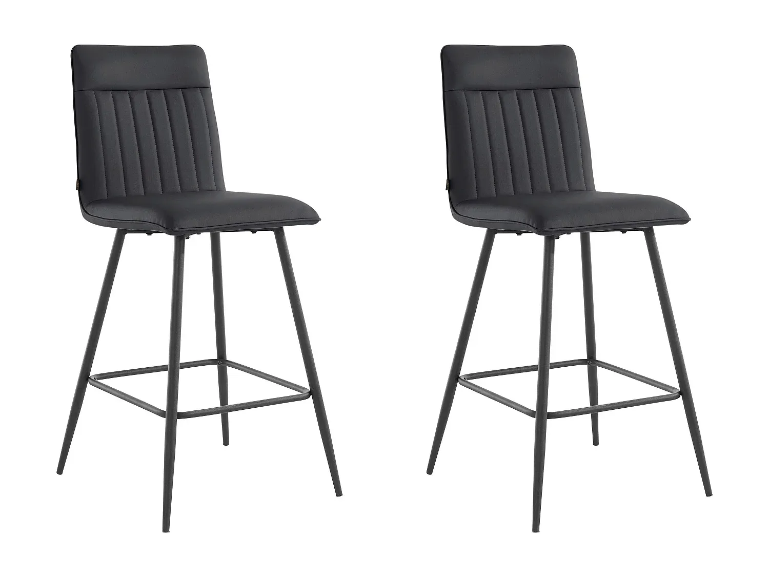 Barhocker-Set aus PU-Leder, 2er-Set, schwarz, gepolstert-homanovao