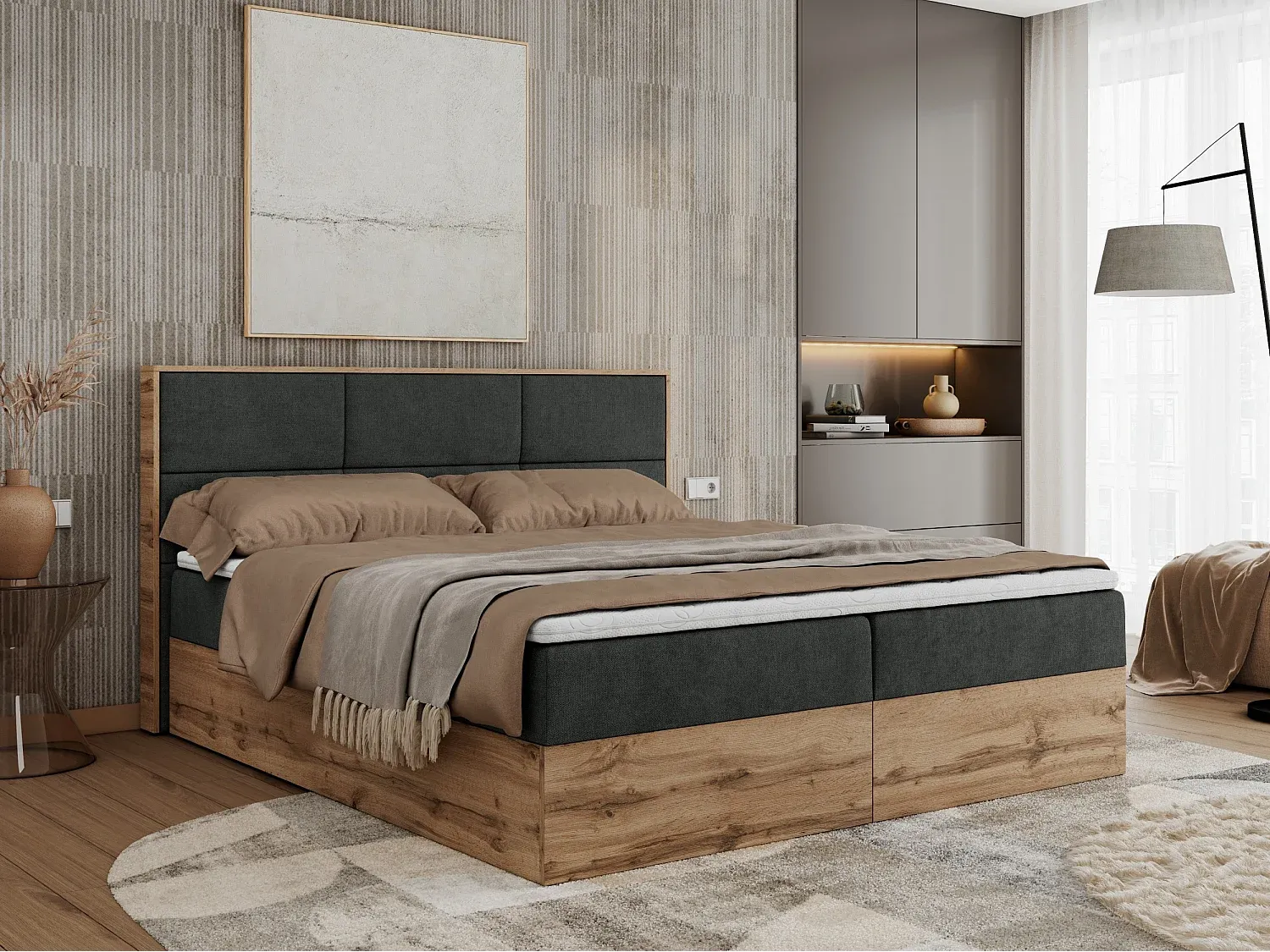 Schlafzimmer,Bereich Bett,Boxspringbett-nestavunoa
