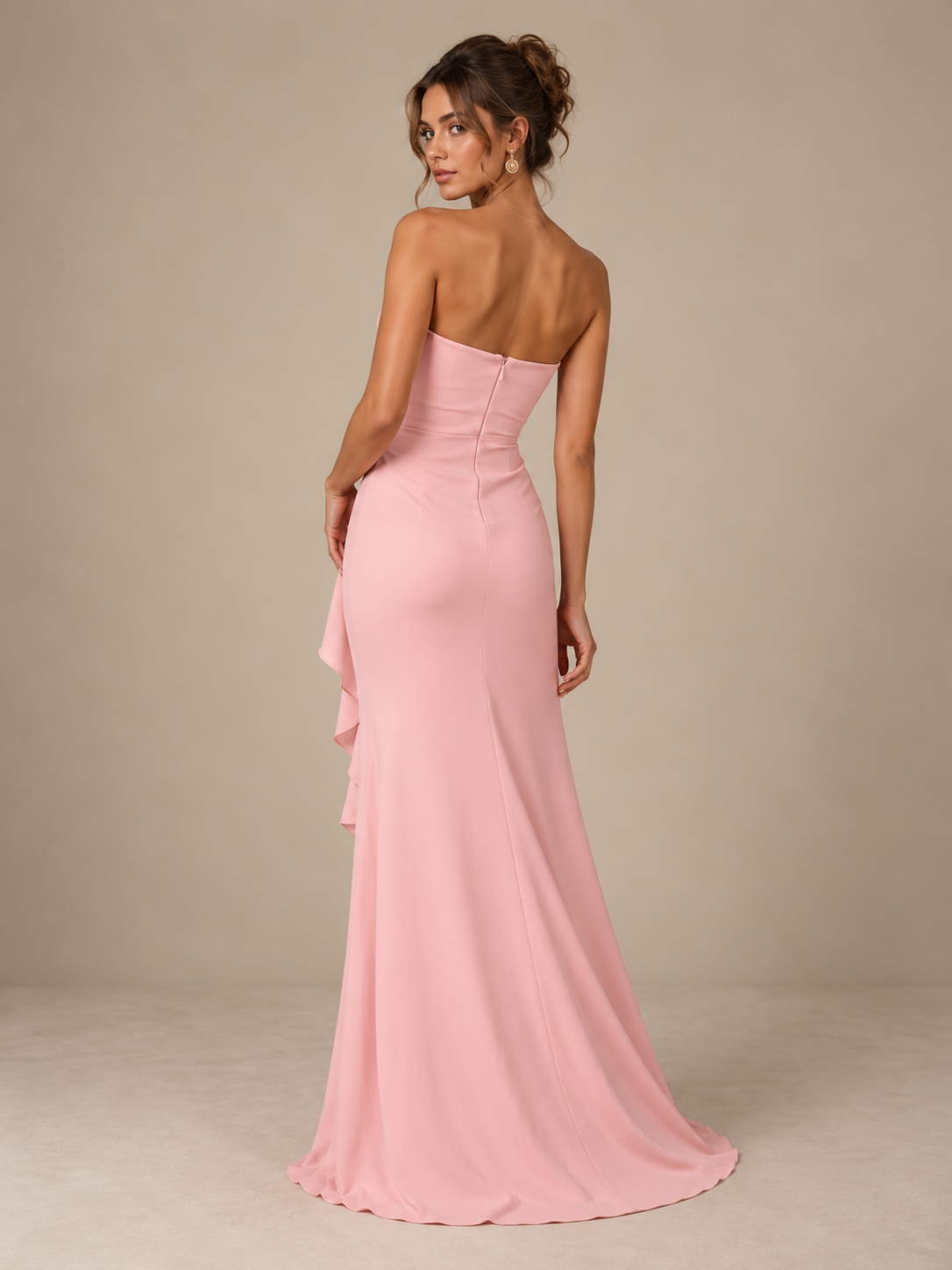 Strapless Satin Trumpet/Mermaid Sweetheart Formal Dresses with Ruffles