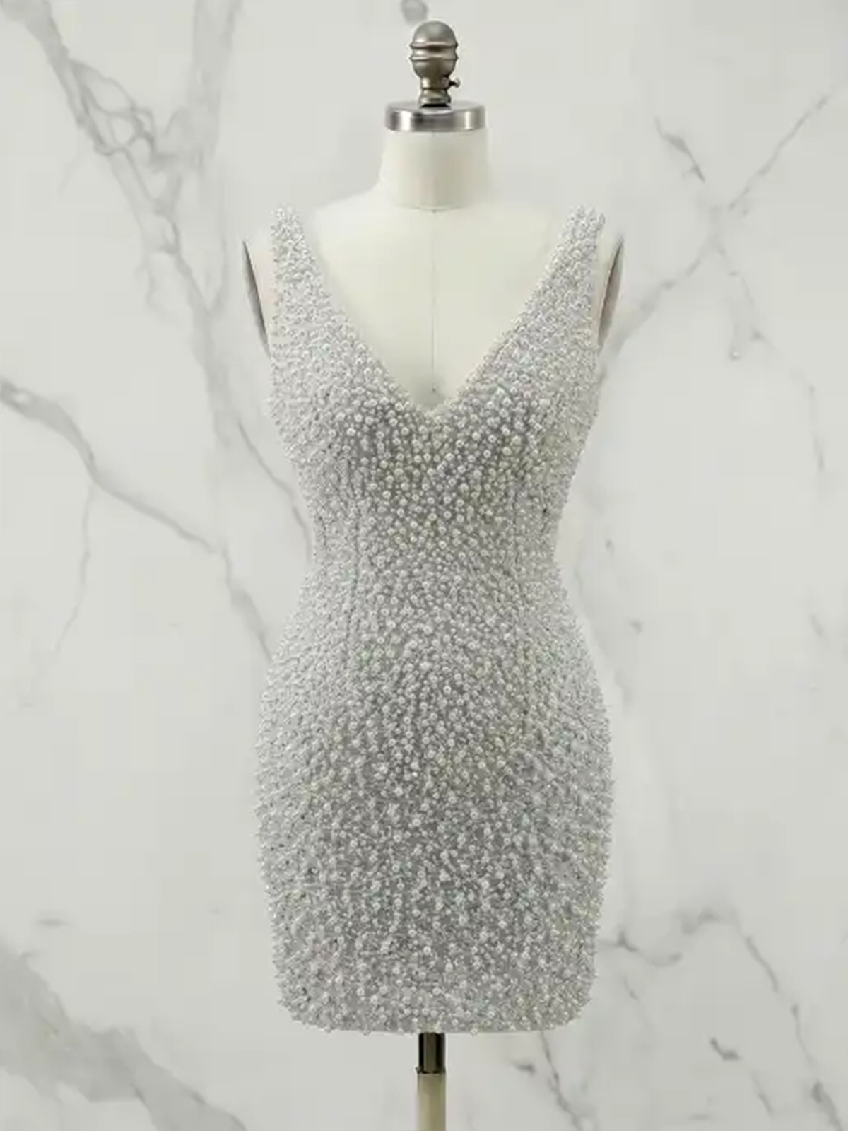 Sparkly Sequin Homecoming Dresses for Teens Short Tight Beaded Prom Dress Mini V Neck Cocktail Party Gown