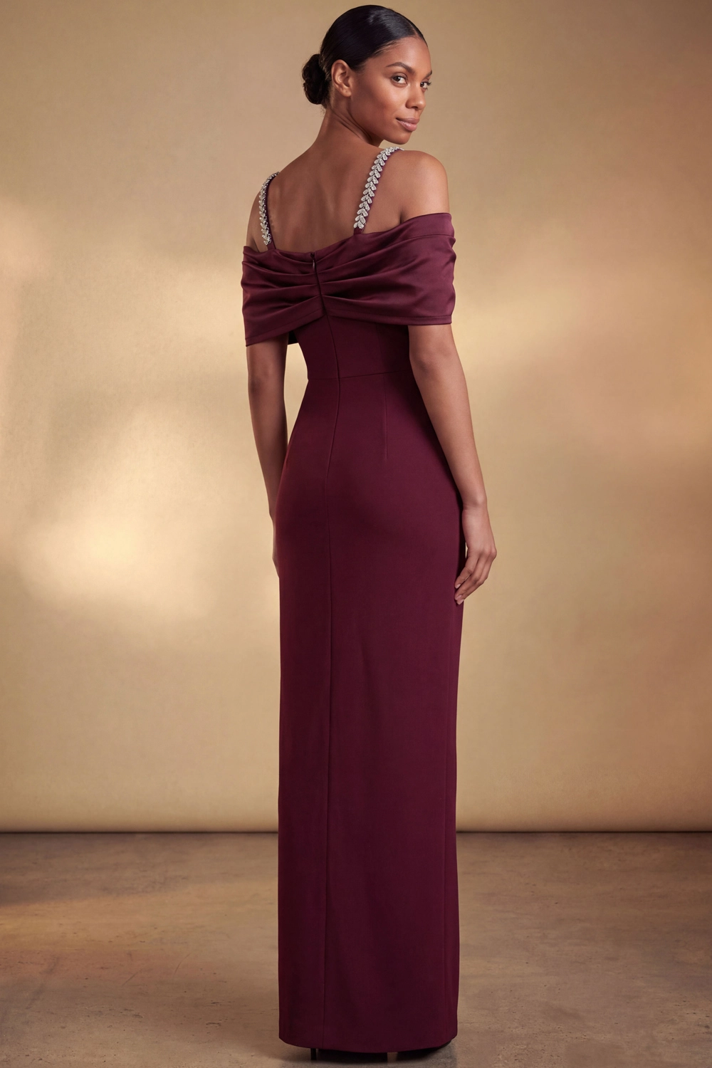 Satin Trumpet/Mermaid Off Shoulder Prom Dresses for Women Floor Length Formal Dress with Rhinestone