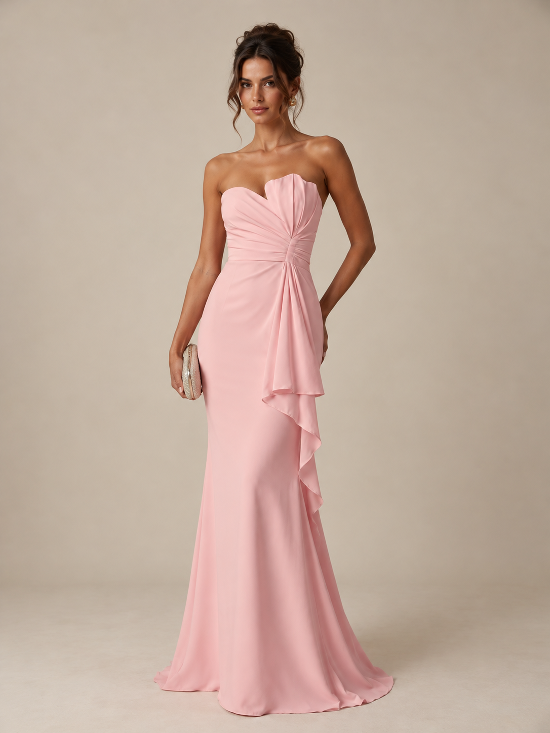 Strapless Satin Trumpet/Mermaid Sweetheart Formal Dresses with Ruffles