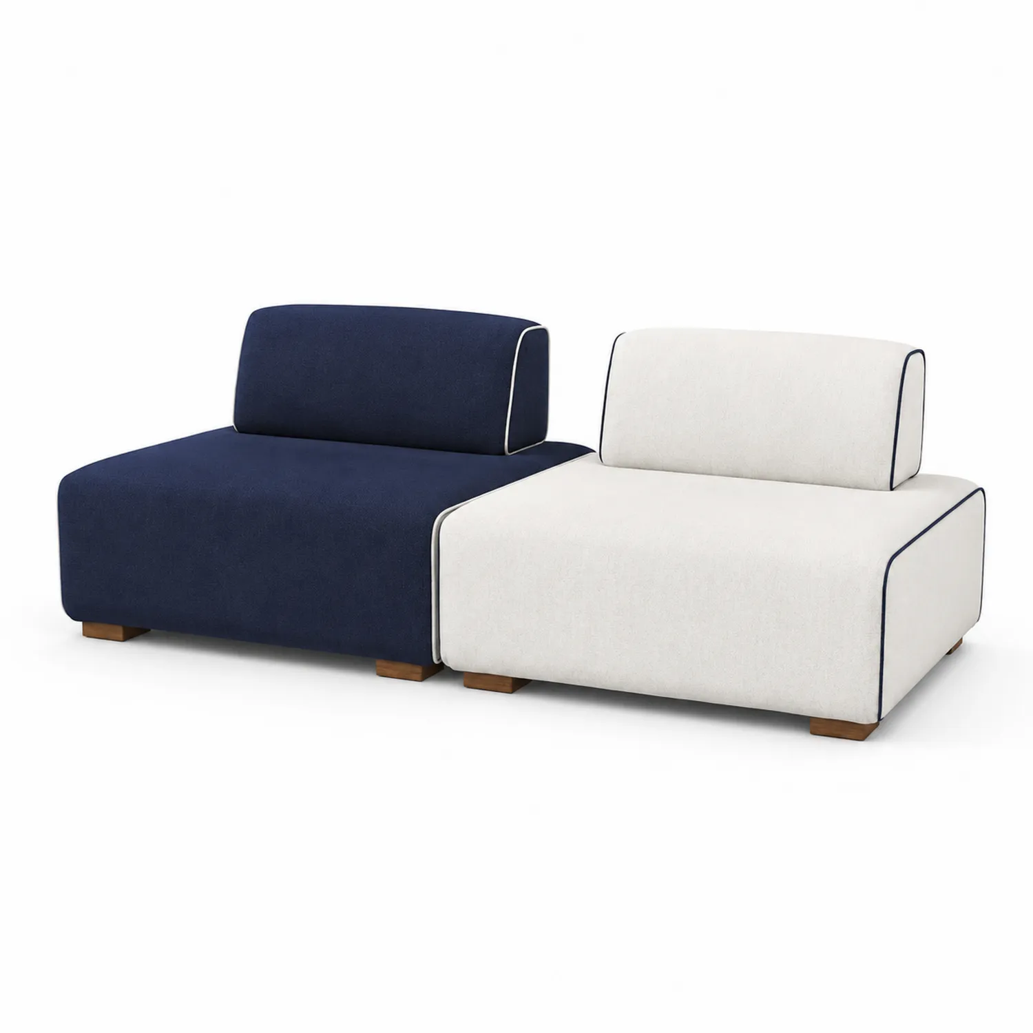 Modulares Sofa-Set 2-teilig Stoff Blau/Weiß